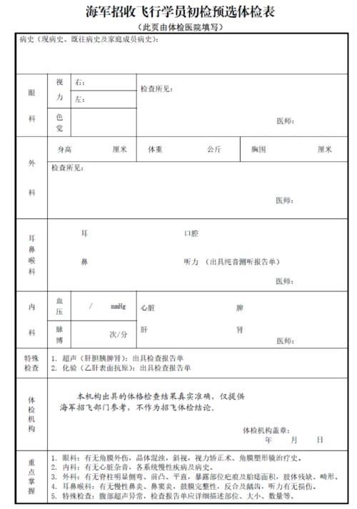 2025年度海军招飞初检预选工作安排