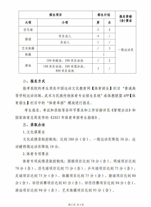 陕西师范大学2025年运动训练专业招生简章