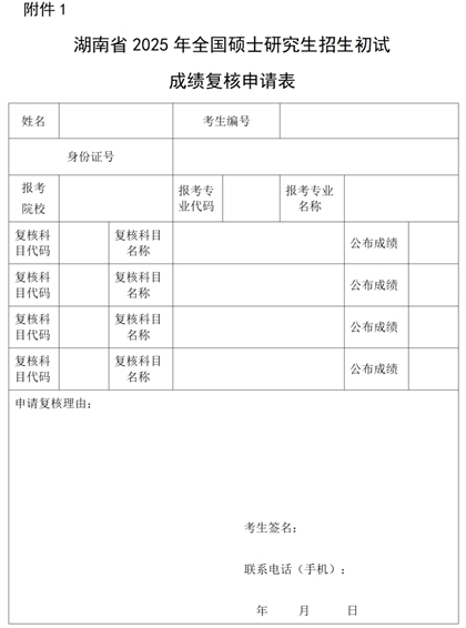 湖南省2025年全国硕士研究生招生考试初试成绩发布公告