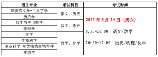 兰州大学2025年强基计划招生考试初试确认及考试安排公告