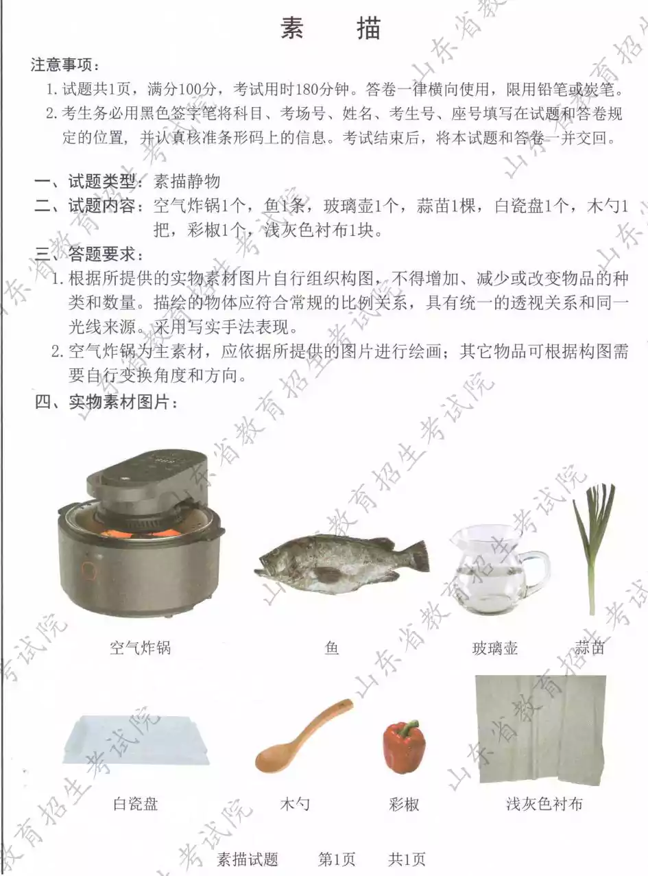 山东省2026年普通高等学校艺术类专业统一考试试题（一）