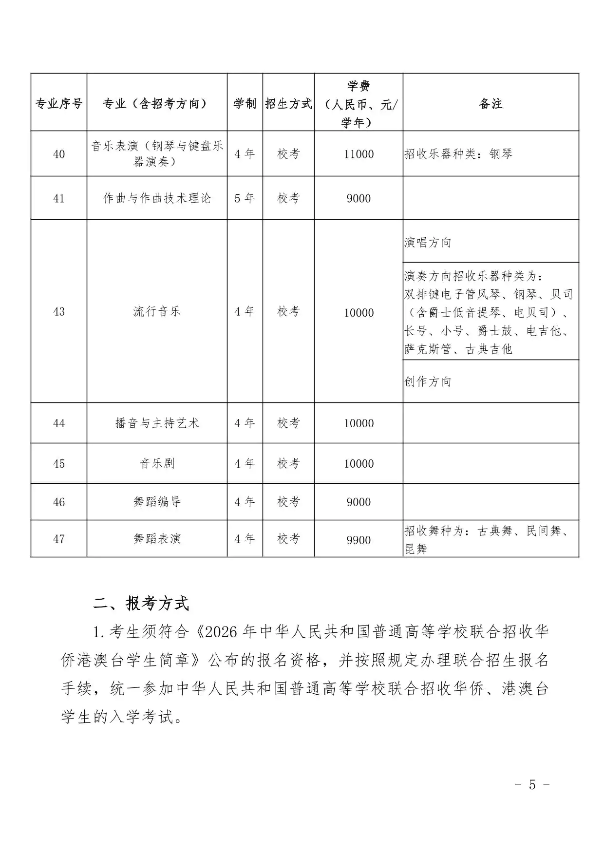 南京艺术学院2026年华侨港澳台本科招生简章